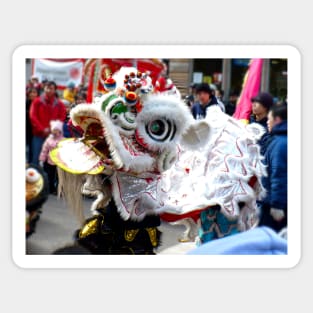 White Chinese Lion Dancer Chinatown Sticker